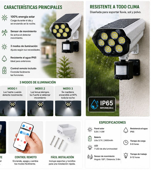 Lampara Led luz solar CONTROL